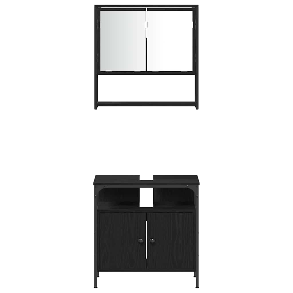 Bathroom Furniture Set 4 pcs Black oak 33 x 33 x 185.5 cm